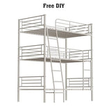 Skipity Sigmo Metal Triple Bunk Bed, Heavy Duty Twin Size Triple Bunk Bed Frame for 3 with Ladder & Guardrail, 3 Bunkbeds for Kids Adults Teens Boys, Bedroom, Dormitory, No Box Spring Need, White Skipity Sigmo