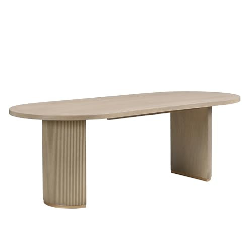 Christopher Knight Home Lancas Modern Minimalist Wooden Indoor Dining Table - Oval Top Pedestal Design - Dining Table Set for 6 - Light Ash Finish - Restaurant, Family Gatherings, Kitchen, Dining Room Christopher Knight Home