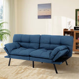 MUUEGM Futon Sofa Bed Memory Foam Navy Blue Futons Modern Office Couch Sleeper Bed Convertible Love seat Sofa for Small Spaces,Apartment,Office with Adjustable Armrest Backrest MUUEGM
