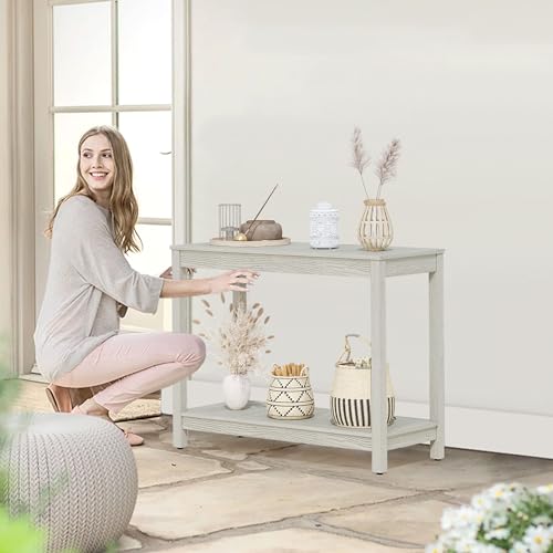 DWVO 38.3" Outdoor Bar Table Console Table, HIPS Material Indoor Outdoor Multifunctional Buffet Bar Storage Organizer with Adjustable Feet (Grey) DWVO