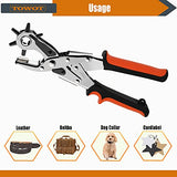 TOWOT Belt Hole Puncher Kit, Upgraded Version Leather Hole Punch for Belt, Saddles, Shoes, Fabric, DIY & Craft Projects, 6 Holes Heavy Duty Rotary Puncher, Easily Punches Perfect Round Holes TOWOT