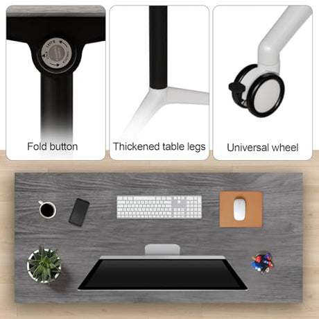 Folding Conference Table, Modern Large Conference Room Tables with Flip-Top Design, Foldable Conference Table Meeting Table with Wheels, Mobile Seminar Training Tables for Office Classroom (4, Oak) VVNO LIKK