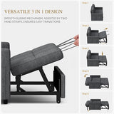 YITAHOME 55" Convertible Sofa Bed, 3-in-1 Sleeper Sofa with Iron Frame Pull-Out Bed, Linen Futon Couch with Reclining Backrest and Side Pocket, Modern Loveseat for Living Room Bedroom Apartment, Grey YITAHOME