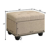 Convenience Concepts Designs4Comfort 5th Avenue Storage Ottoman 24" - Contemporary Foot Stool and Seat with Hinged Lid for Living Room, Dining Room, Office, Den, Tan Fabric Convenience Concepts