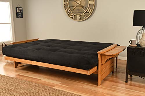 Kodiak Furniture Phoenix Queen Size Futon Set in Butternut Finish, Suede Black Kodiak Furniture