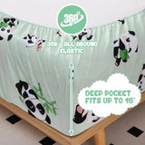 Yibeizi Twin Sheets Set Kids, Sage Green Panda Pattern Microfiber Single Bed Sheets, Cute Soft Oeko-Tex Extra Deep Pocket Sheets & Pillowcases Cooling Hypoallergenic Wrinkle Free Bedsheets Yibeizi