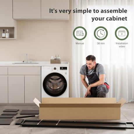 Letaya Broom Closet Storage Cabinet,Metal Cleaning Supply Tool Cabinet,Utility Cabinets for Brooms & Mops Black Garage Organization Cabinet for Laundry Room, Bathroom Letaya