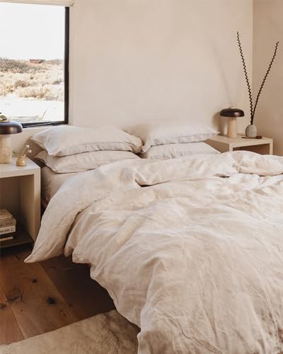 Bed Threads - Linen Fitted Sheet - 100% French Flax Linen - 170 GSM - Luxury & Eco-Friendly - Breathable, Durable & Soft - Single Fitted Sheet Only - Machine Washable - Twin XL - Oatmeal Bed Threads