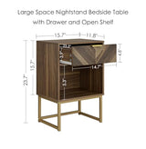 Masupu Nightstand,Modern Night Stand Boho Farmhouse Wood Bedside Table with Storage Drawer Side End Table for Bedroom,Living Room,Office,Walnut Brown Masupu