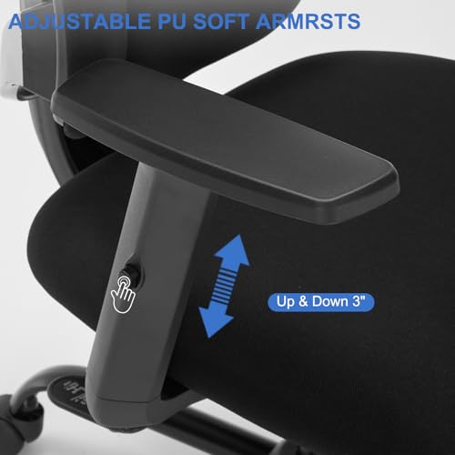Ergonomic Office Chair, Ergonomic Desk Chair with Adjustable Height, Lumbar Support, High Back Mesh Support with Adjustable Armrests, Task Chairs for Home Office Computer-350LBS ZLHECTO