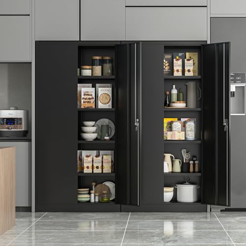 Waqiv 70''H Metal Storage Cabinet with 2 Lockable Door, Locking Garage Cabinet with 4 Adjustable Shelves, Home Office File Cabinet, Assembly Required Waqiv