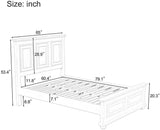 MERITLINE Vintage Farmhouse Bed Frame Queen,Solid Wood Mid Century Modern Rustic Bed Frame with Headboard and Footboard,No Box Spring Needed (White,Queen) MERITLINE