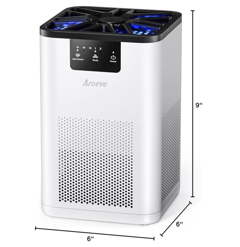 AROEVE Air Purifiers for Bedroom Air Purifier With Aromatherapy Function For Pet Smoke Pollen Dander Hair Smell 20dB Air Cleaner For Bedroom Office Living Room, MK06- White(Available for California) AROEVE