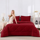 CozyLux Queen Comforter Set Dark Red - Bed in a Bag Queen Size 7 Pieces, Luxury Soft Bed Set for All Seasons, Bedding Set with Down Alternative Comforter, Sheets, Pillowcases & Shams CozyLux