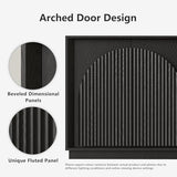 WIN2WIN 65" Fluted Sideboard Buffet Cabinet with Storage, Modern Credenza with Double-Layered Arch Doors, Wood TV Media Console Table Accent Cabinet for Living Room Dining Room Hallway Entryway, Black win2win