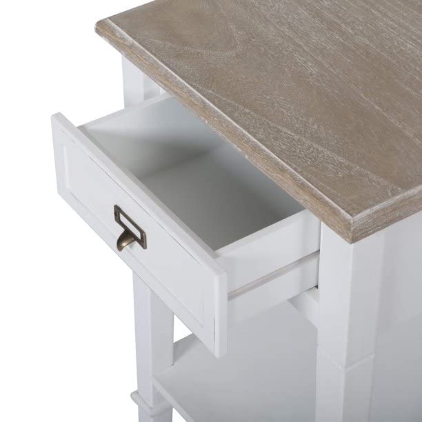 Kinfant Farmhouse End Tables Nightstands White Set of 2 - Rustic Wooden Nightstands Set for Bedroom, Living Room Set of 2, White Kinfant