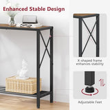 Tajsoon Console Table 28.3''L, 2 Tier Narrow Entryway Table with Open Shelves, Small Sofa Table for Living Room, Entrace, Hallway, Foyer, Corridor, Office, Rustic Brown Tajsoon