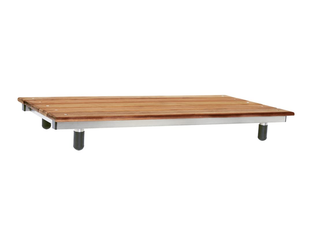 30" x 15" Bridgeport Removable Tub Seat with Natural Teak Wood 3" Slats Seachrome