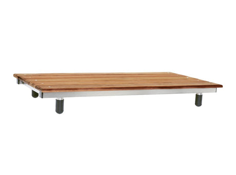 30" x 15" Bridgeport Removable Tub Seat with Natural Teak Wood 3" Slats Seachrome