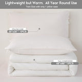BOHOPOPM White Comforter Twin/XL Size Single Bed - Lightweight Super Soft Cozy Modern Polycotton Bedding Blanket Quilt Set for Kid Teen Boy Children All Season - 1 Solid Comforter and 1 Pillowcase BOHOPOPM