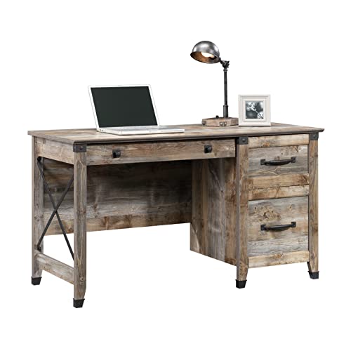 Sauder Carson Forge Pedestal Desk, L: 53.19" x W: 22.64" x H: 29.80", Soft White Finish Sauder