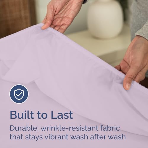 Full Fitted Bed Sheet - Bottom Single Fitted Sheet Only - Ultra-Soft Hotel Luxury Bedding w/ 8-16 Inch Deep Pockets - Breathable & Wrinkle Free - Easy-Care, Fade & Shrink Resistant - Light Lavender CGK Unlimited