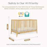 Delta Children Lulu 5-in-1 Convertible Crib, Converts to Toddler Bed, Daybed, Sofa & Full-Size Bed, Natural Wood, Fits Standard Crib Mattress, 3 Mattress Heights for Baby Nursery, Natural