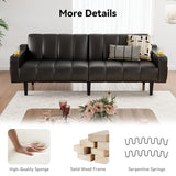 Chfeloai 80'' Futon Sofa Bed,Faux Leather Futon Sleeper Sofa, Convertible Loveseat with Adjustable Sofa Backrest,Modern Couches for Living Room, Bedroom, Apartment, Office (Black) Chfeloai
