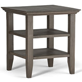 SIMPLIHOME Acadian SOLID WOOD 19 inch wide Square Rustic Contemporary End Side Table in Farmhouse Grey with Storage, 2 Shelves, for the Living Room SIMPLIHOME
