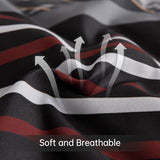 Luxudecor Black and Red Comforter Set Queen Size, 7 Pieces Stripe Geometric Bed in a Bag, Marble Comforter and Sheet Set, Soft Microfiber Complete Bedding Sets for All Seasons Luxudecor
