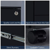 3 Drawer Mobile File Cabinet with Lock, Metal Filing Cabinet with Wheels, Under Desk Storage Cabinet for Home Office, Fully Assembled, Black WoodArtSupply