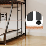 Kiivakii Twin Over Full Bunk Bed, Metal Bunkbed with Side Ladder, Low Profile, Full Length Upper Bed, Sturdy Metal Frame Support, No Box Spring Needed, Noiseless, Black Kiivakii