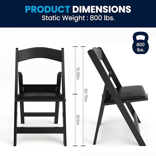 Flash Furniture Hercules™ Series Folding Chair - Black Resin – 1000LB Weight Capacity Comfortable Event Chair - Light Weight Folding Chair Flash Furniture
