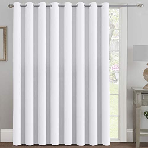 H.VERSAILTEX Patio White Curtains 100x84 Inches for Sliding Door Extral Wide Blackout Curtain Panels Thermal Insulated Room Divider - Grommet Top, 7' Tall by 8.5' Wide H.VERSAILTEX