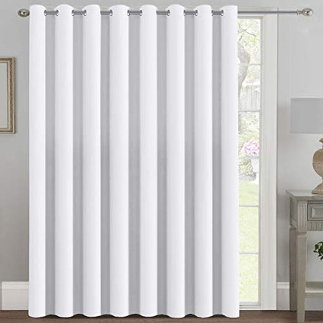 H.VERSAILTEX Patio White Curtains 100x84 Inches for Sliding Door Extral Wide Blackout Curtain Panels Thermal Insulated Room Divider - Grommet Top, 7' Tall by 8.5' Wide H.VERSAILTEX