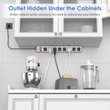 CCCEI Corner Mount Angle Power Strip, Under Cabinet Heavy Duty 8 Outlets Power Strip 20Amp, Metal Underneath Desk Plug Surge Protector, Wall Mountable, for Garage, Shop, Kitchen, 6FT Extension Cord. CCCEI