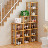 ZUJJAFY Vertical Shoe Rack for Entryway, Small Shoe Rack 7-Tier Tall Shelf for Narrow Spaces Free Standing Shoe Racks, Bamboo Shoe Rack Organizer for Closet Corner Bedroom and Garage ZUJJAFY