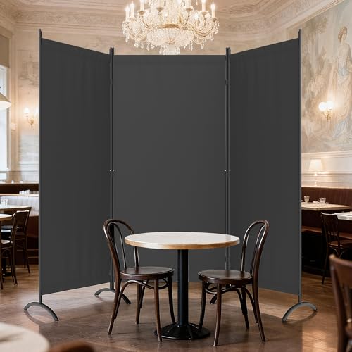 Kecreque 3 Panel Room Divider 6 Ft Folding Screen Room Dividers with 4 Curved Metal Feet Partition Wall Divider,Privacy Screens Portable Wall for Office,Bedrooms,Dining,Dorm,Grey Kecreque