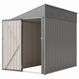 YOPTO 4x8 FT Outdoor Storage Shed,Lean to Lockable Metal Garden Shed Steel with Reinforced Beams,All Weather Waterproof Storage House W/Lockable Door&2 Air Vents,for Backyard,Patio,Lawn,Garden,Gray YOPTO