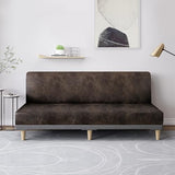 molasofa Leather Like Stretch Futon Slipcover Armless Futon Bed Sofa Cover Furniture Protector with Elastic Bottom, Soft and Washable Futon Cover for Sofa Bed Stay in Place（Larger，Dark Brown） molasofa