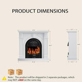 BOSHIRO 48" Electric Fireplace Tv Stand with Mantel, Entertainment Center with Black Birdcage Fire Place Heater & Carved Square Column Design for Living Room, Bedroom BOSHIRO