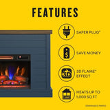 duraflame® Shiplap Wall Mantel Electric Fireplace, Fontana Blue Duraflame