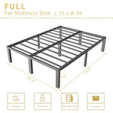 ALDRICH 14 Inch Metal Full Size Bed Frame - Double Black Basic Steel Slats Platform, Easy Assembly Heavy Duty Noise Free Bedframes, No Box Spring Needed ALDRICH