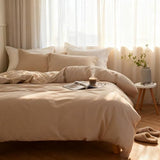 Simple&Opulence French Linen Duvet Cover Set 78" x 86"- 3 Pieces (1 Comforter Cover,2 Pillowcases)- Natural Flax Cotton Blend-Solid Color Breathable Farmhouse Bedding-Linen/Beige, Full Simple&Opulence