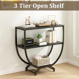 GILLAS 3 Tier Console Tables, 30" Height Entryway Table, Sofa Table Behind Couch Table, Industrial Entryway Furniture Entry Way Table with Storage for Living Room, Hallway, Entrance, Rustic Black GILLAS