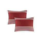 Comfort Spaces Twin XL Comforter Sets with Sheets - Bed in a Bag 6 Pieces Teen Bedding Sets, Red and Grey Stripes Bedding Twin XL, College Twin XL Bed Set with 2 Side Pockets Bedroom Organizer Comfort Spaces