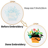 Louise Maelys Embroidery kit with Cat Plant Stamped for Starters, Cross Stitch Kits for Beginners Adults, Include Embroidery Cloth, Hoop,Needles,Instruction and Threads