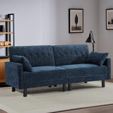 Futon Sofa Bed,Convertible Loveseat Sleeper Sofa Bed Modern Loveseat Futon Couch with Storage/Adjustable Backrest/2 Pillows,Small Blue Couches for Living Room Furniture (Blue, 2-Seater) Generic