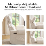 RUTOX Oversized Power Recliner Chair Swivel Glider with Adjustable Headrest, 26" Extra Wide Glider Nursery Chair with Overstuffed Armrest, USB Ports, Chenille Fabric, Cream