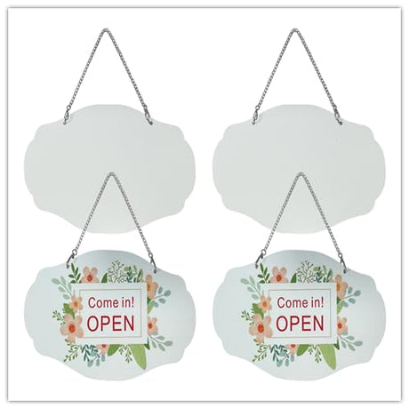 Sublimation Door Hanger Blanks 4 Pack Thick Door Welcome Board Sign and Wall Window Garden Hanging Ornaments Double Sides with Chain Personalized MDF Decoration Supplies Lsgdcth
